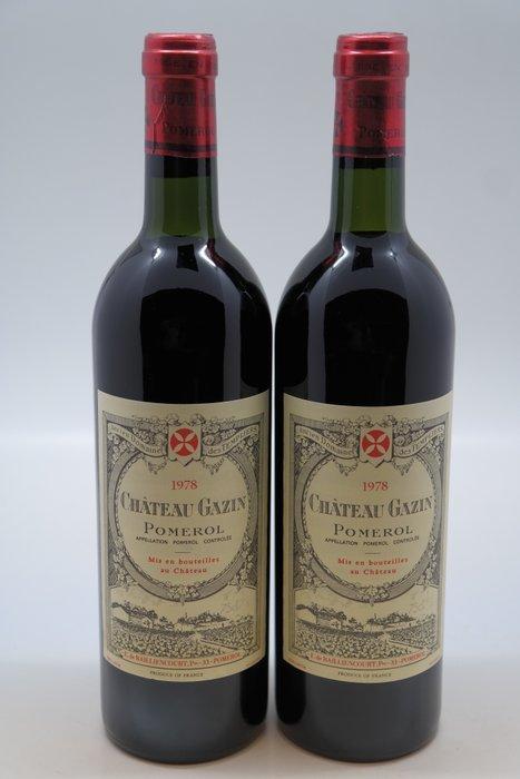 1978 Chateau Gazin - Pomerol - 2 Flessen (0.75 liter), Verzamelen, Wijnen