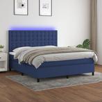 vidaXL Boxspring met matras en LED stof blauw 160x200 cm, Maison & Meubles, Verzenden