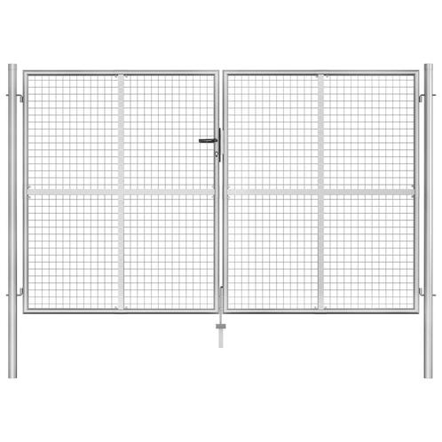 vidaXL Poort 306x200 cm gegalvaniseerd staal zilverkleurig, Tuin en Terras, Tuinpoorten, Nieuw, Verzenden