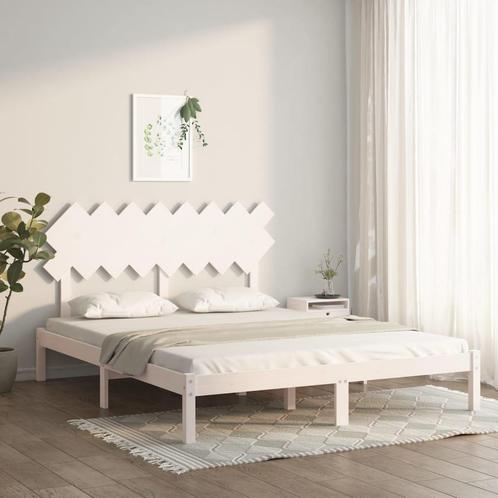 vidaXL Cadre de lit Blanc 160x200 cm Bois massif, Maison & Meubles, Chambre à coucher | Lits, Neuf, Envoi