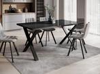 Meubella | Eettafel hoogglans zwart 160 cm modern, Huis en Inrichting, Verzenden, Nieuw, 50 tot 100 cm