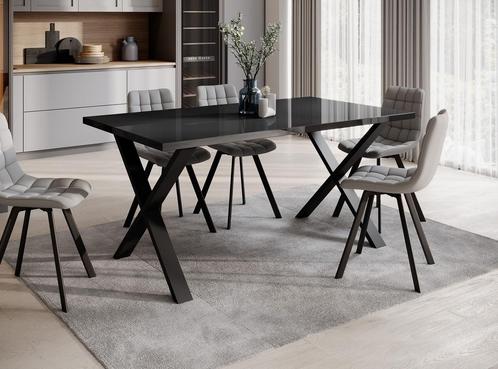 Meubella | Eettafel hoogglans zwart 160 cm modern, Huis en Inrichting, Tafels | Eettafels, Nieuw, 50 tot 100 cm, Verzenden