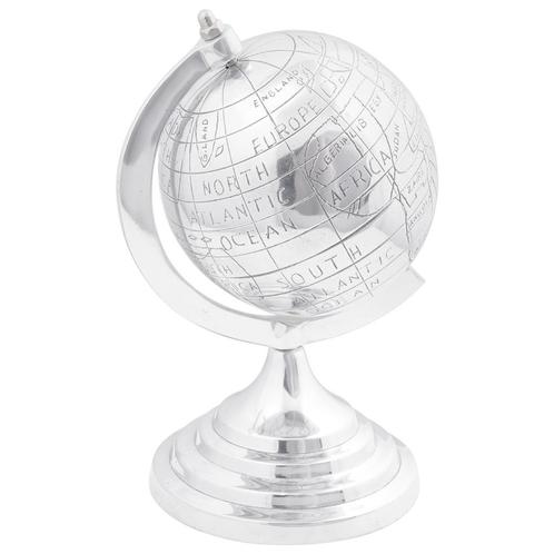 vidaXL Globe Sculptuur Zilver 16,5x14x26 cm Aluminium, Antiek en Kunst, Kunst | Beelden en Houtsnijwerken, Verzenden