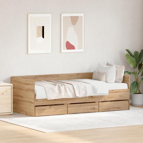 vidaXL Logeerbed Artisan Eiken Bewerkt Hout 90 x 200 cm, Huis en Inrichting, Slaapkamer | Bedden, Nieuw, Verzenden