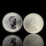 Zuid-Afrika, Canada. 2 x .999 Silver 1 oz - Krugerrand - 1, Postzegels en Munten, Edelmetalen en Baren