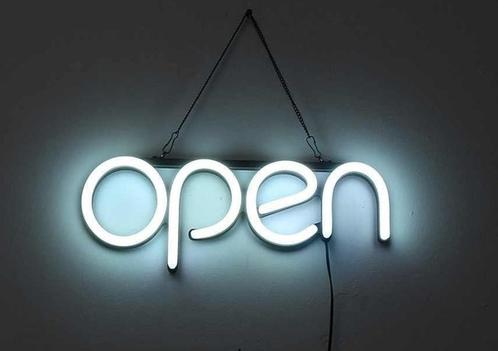Open neon bord verlichting lamp licht kunststof 3D *wit*, Maison & Meubles, Lampes | Autre, Envoi