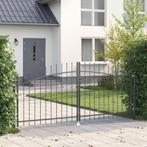 vidaXL Tuinpoort met Spits Dubbele Schuif Grijs 100x300 cm, Tuin en Terras, Tuinpoorten, Verzenden, Nieuw