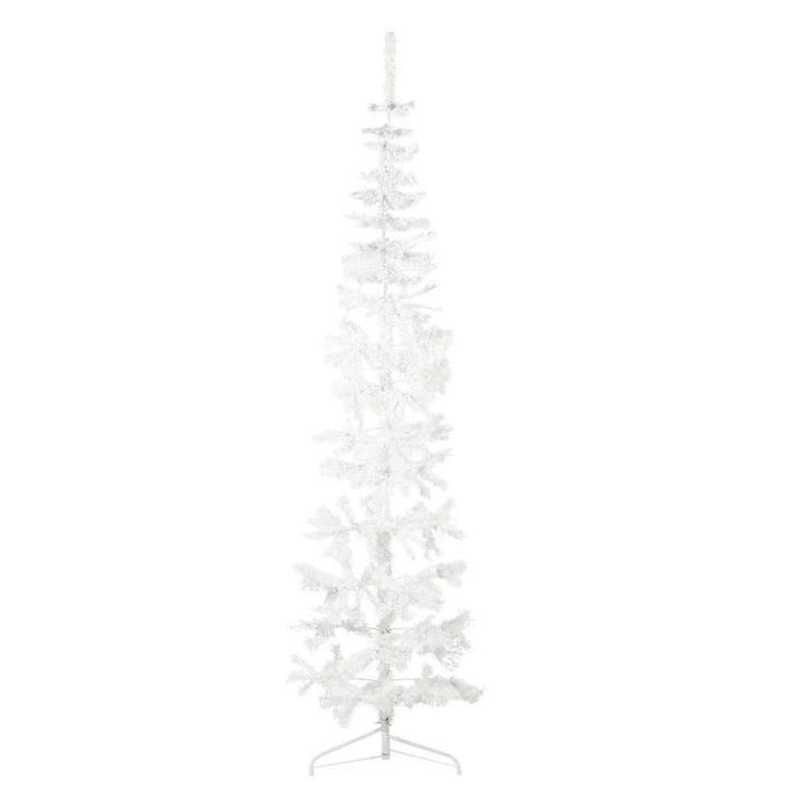 vidaXL Kunstkerstboom half met standaard smal 240 cm wit, Diversen, Kerst, Nieuw, Verzenden