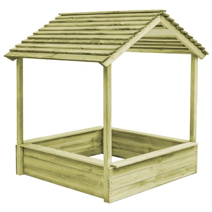vidaXL Buitenspeelhuis met zandbak 128x120x145 cm grenenhout, Kinderen en Baby's, Speelgoed | Buiten | Speeltoestellen, Nieuw