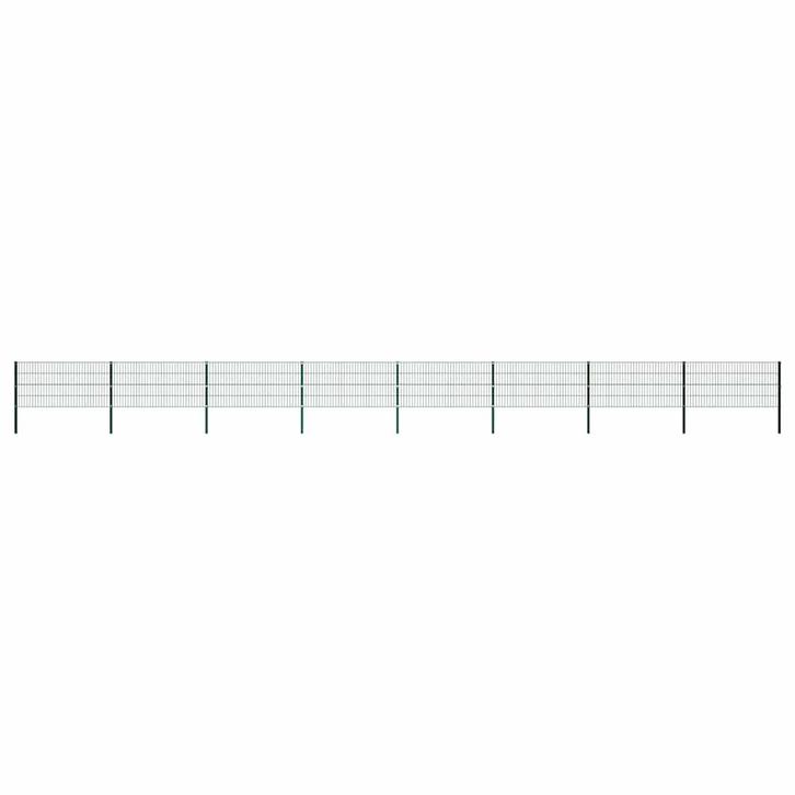 vidaXL Schuttingpaneel met palen ijzer 1385x80 cm groen, Tuin en Terras, Tuinhekken en Hekwerk, Nieuw, Verzenden