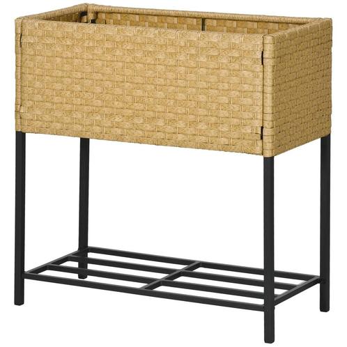 TRUUSK Verhoogde Bloembak van Poly Rattan - Met Poten en Pla, Tuin en Terras, Bloembakken en Plantenbakken, Verzenden