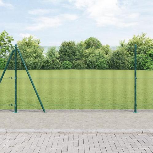 vidaXL Gelast Draadhekje met 7 Flanged Palen Groen 1.2x10 m, Tuin en Terras, Tuinhekken en Hekwerk, Nieuw, Verzenden