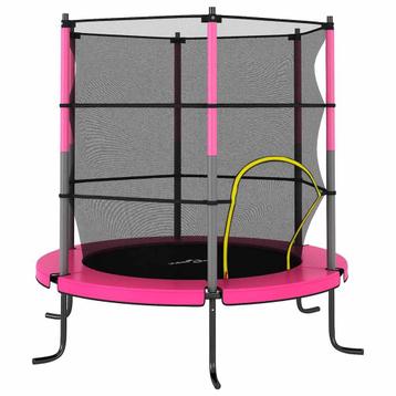 vidaXL Trampoline met veiligheidsnet rond 140x160 cm roze, Kinderen en Baby's, Verzenden, Nieuw