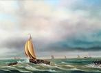 G.J.A.Van Reede ( 1929 - 1998 ) - Boot  in Woeste zee ca