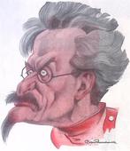 Het gezicht van Leon Trotsky op spotprent (lijst optie), Antiek en Kunst, Verzenden