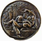 Bronzen medaille - Faun met nimf - in de stijl van Clodion