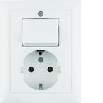 Hager Berker Combination Switch Socket Outlet Polar White, Nieuw, Verzenden