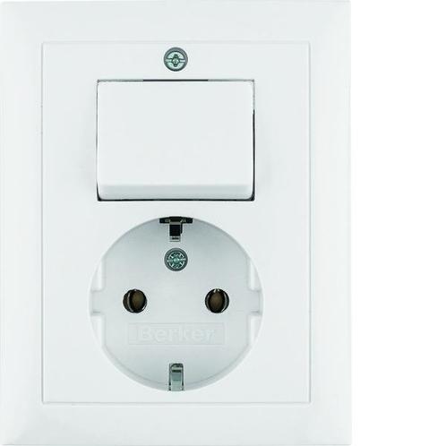 Hager Berker Combination Switch Socket Outlet Polar White, Doe-het-zelf en Bouw, Elektriciteit en Kabels, Verzenden