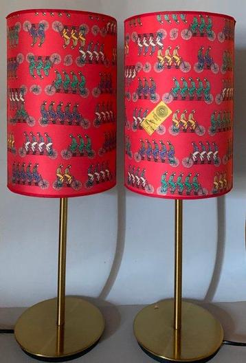 Lampe de table (2) - Paire de lampes avec abat-jour en soie