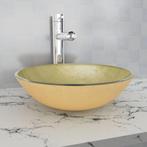 vidaXL Wasbak gehard glas 42 cm goud, Doe-het-zelf en Bouw, Verzenden, Nieuw