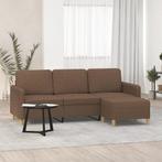 vidaXL Driezitsbank met voetenbank 180 cm stof bruin, Verzenden, Nieuw