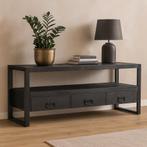 Tv-meubel Mangohout Britt 150 Zwart, Huis en Inrichting, Kasten |Televisiemeubels, Verzenden, 150 tot 200 cm, Nieuw, Minder dan 100 cm