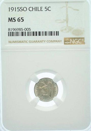 Chili. 5 Centavos 1915 - PCGS MS65