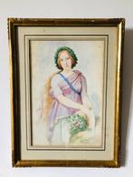 Auguste Galimard (1813-1880) - Portrait de femme à l’antique, Antiek en Kunst