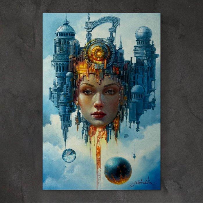 Alexander Gaitota (1967) - Metropolis of the Infinite Mind, Antiquités & Art, Art | Peinture | Moderne