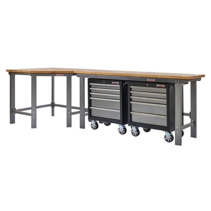 Werkbank hoekopstelling - Hoek werkbank 310 cm lang grijs, Doe-het-zelf en Bouw, Werkbanken, Ophalen of Verzenden