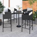 vidaXL Barkrukken 4 st met kussens poly rattan zwart, Tuin en Terras, Verzenden, Nieuw