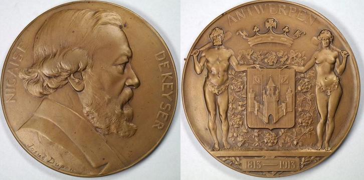 Nicaise De Keyser Antwerpen 1813-1913 By Josuë Dupon Rr, Postzegels en Munten, Penningen en Medailles, Verzenden