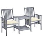 vidaXL Tuinstoelen met tafeltje en kussens massief, Tuin en Terras, Verzenden, Nieuw