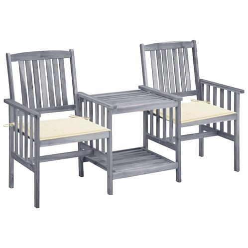 vidaXL Tuinstoelen met tafeltje en kussens massief, Tuin en Terras, Tuinsets en Loungesets, Nieuw, Verzenden