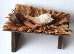 Figuur - Ontroerend oud mooi Kindje Jesus (in was) met, Antiek en Kunst