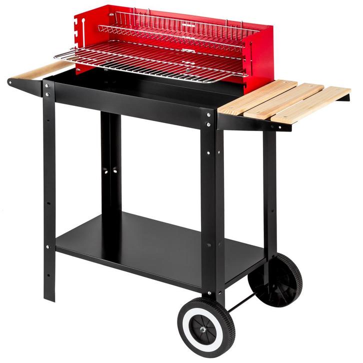 tectake Houtskoolbarbecue wagen - zwart / rood, Tuin en Terras, Houtskoolbarbecues, Verzenden