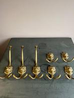 Lion Head Brass Coat Hooks - Kapstok (7) - Messing, Antiek en Kunst, Curiosa en Brocante