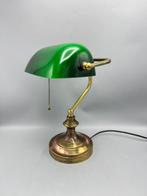Originele vintage bankierslamp met groene glazen kap -