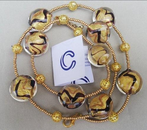 24 karaat - Geel goud, Murano - Halsketting, Antiek en Kunst, Antiek | Glaswerk en Kristal