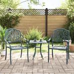 vidaXL Tuinstoelen 2 st gietaluminium groen, Tuin en Terras, Tuinstoelen, Verzenden, Nieuw