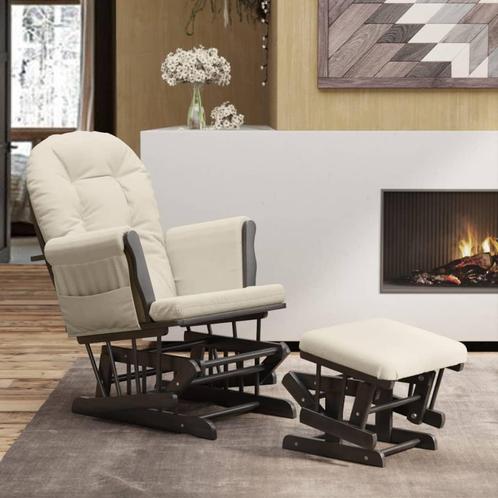 vidaXL Schuifstoel met voetenbank stof crèmewit, Huis en Inrichting, Stoelen, Nieuw, Verzenden