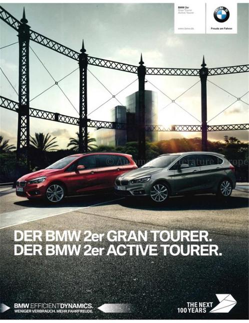 2016 BMW 2 SERIE GRAN / ACTIVE TOURER BROCHURE DUITS, Boeken, Auto's | Folders en Tijdschriften, Ophalen of Verzenden