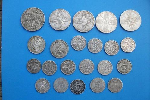 Verenigd Koninkrijk. Lot de 22 monnaies en argent 1886-1946, Postzegels en Munten, Munten | Europa | Niet-Euromunten