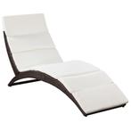 Zonnebed met Kussen Bruin | Retour Deal | Comfortabel!, Tuin en Terras, Verzenden, Nieuw, Rotan, Inklapbaar