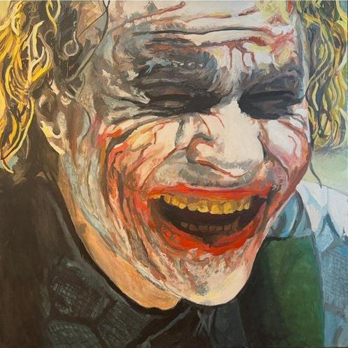 Joker (Heath Ledger) - Unique 1/1 Oil Painting on canvas, Verzamelen, Film en Tv