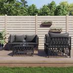 vidaXL 5-delige Loungeset met kussens staal antracietkleurig, Tuin en Terras, Verzenden, Nieuw, Loungeset