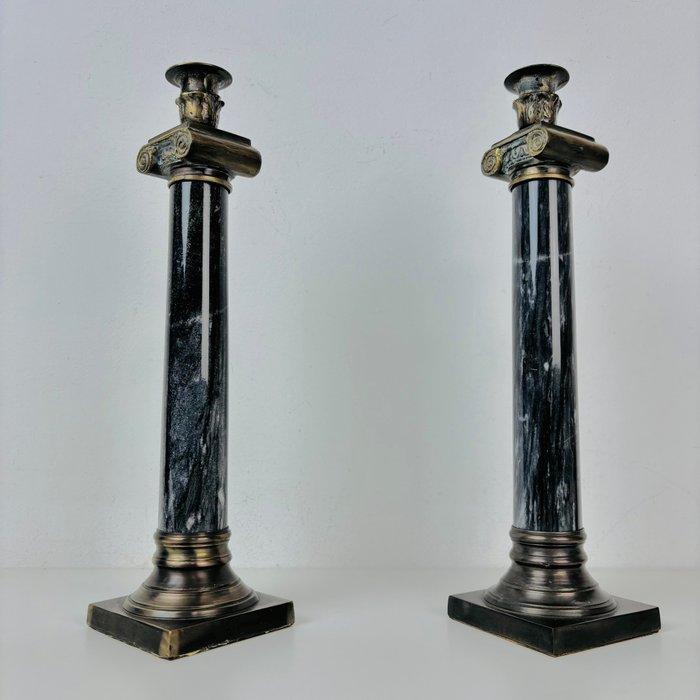 Kandelaar Marmer kandelaars Korinthische zuil nero antico, Antiek en Kunst, Antiek | Overige Antiek