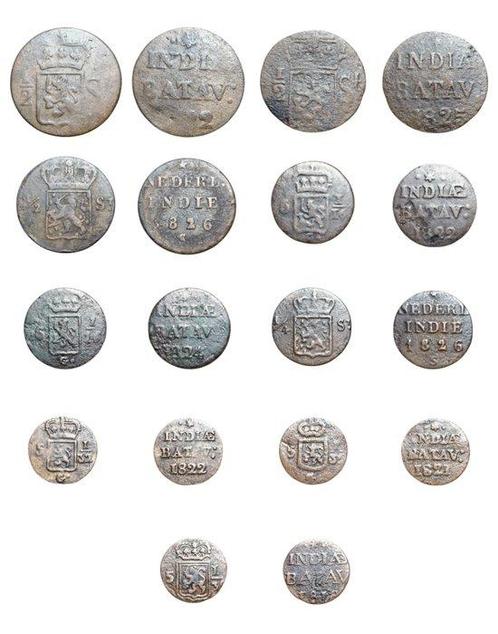 Nederlands-Indië. Mixed lot of 1/2 Stuiver and 1/2 & 1 Duit, Postzegels en Munten, Munten | Nederland