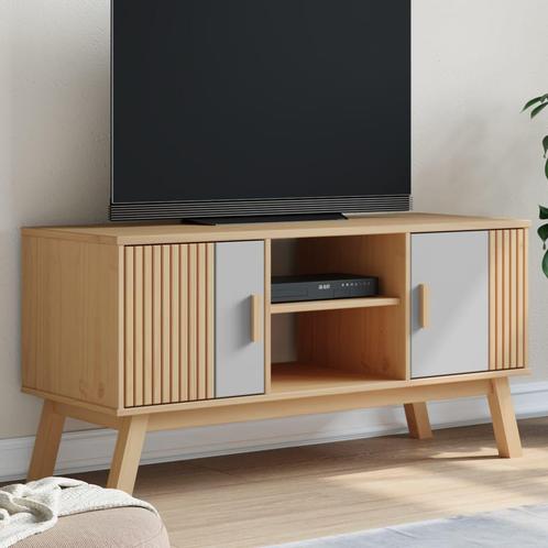 vidaXL Tv-meubel OLDEN 114x43x57 cm grenenhout grijs en, Huis en Inrichting, Kasten |Televisiemeubels, Nieuw, Verzenden