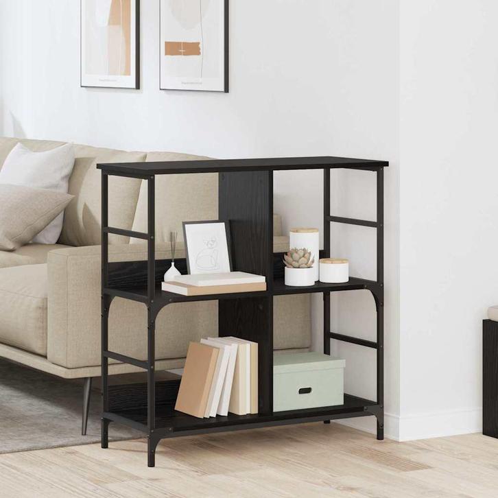 vidaXL Boekenplank Zwart eiken 78.5 x 33 x 82 cm Bewerkt, Huis en Inrichting, Kasten | Boekenkasten, Nieuw, Verzenden